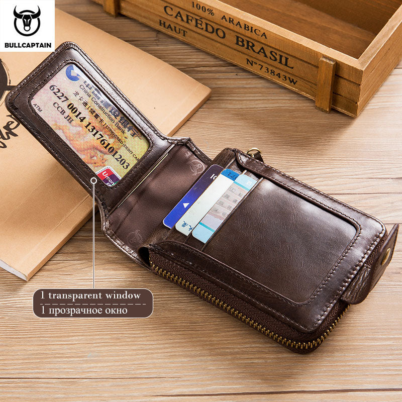 BULLCAPTAIN Brand men's Wallet Genuine Leather Purse Male Rfid Wallet Multifunction Storage Bag Coin Purse Wallet's Card Bags