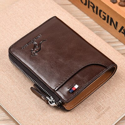 New Men Wallets Fashion Short Desigh Zipper Card Holder Men Leather Purse Solid Coin Pocket High Quality Male Purse