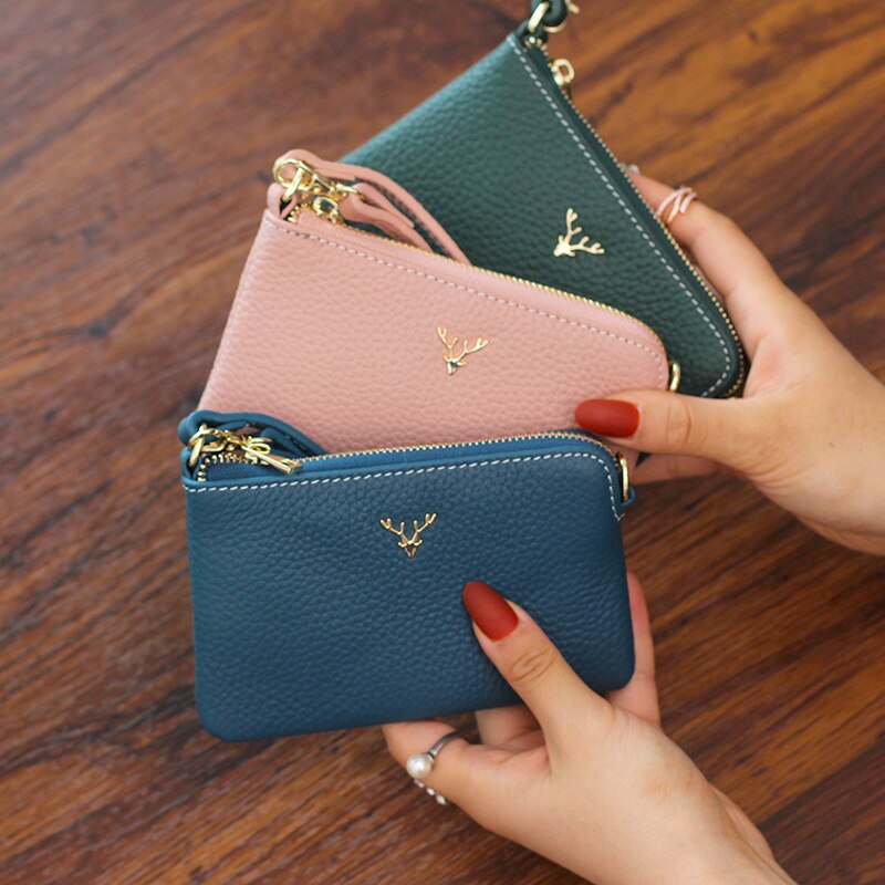 Genuine Leather Women Wallets and Coin Purses Fashion Zipper Credit Card Holder Wallet Short Ladies Designer Change Purse