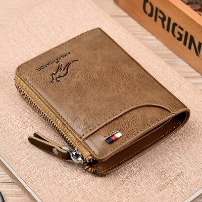 New Men Wallets Fashion Short Desigh Zipper Card Holder Men Leather Purse Solid Coin Pocket High Quality Male Purse