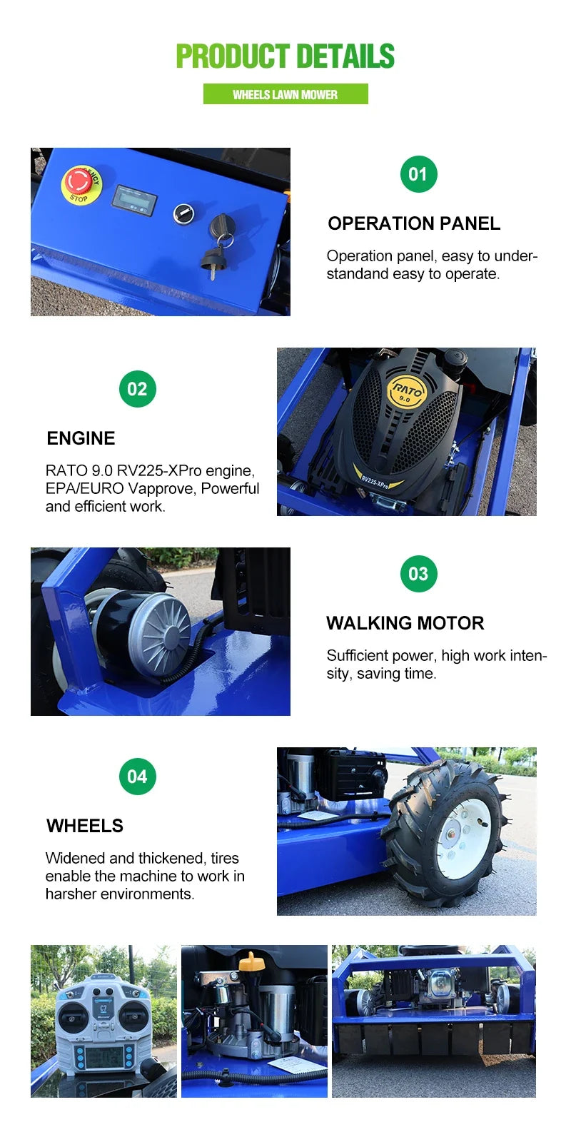 Customizable, best-quality four-wheel lawn mower for home use