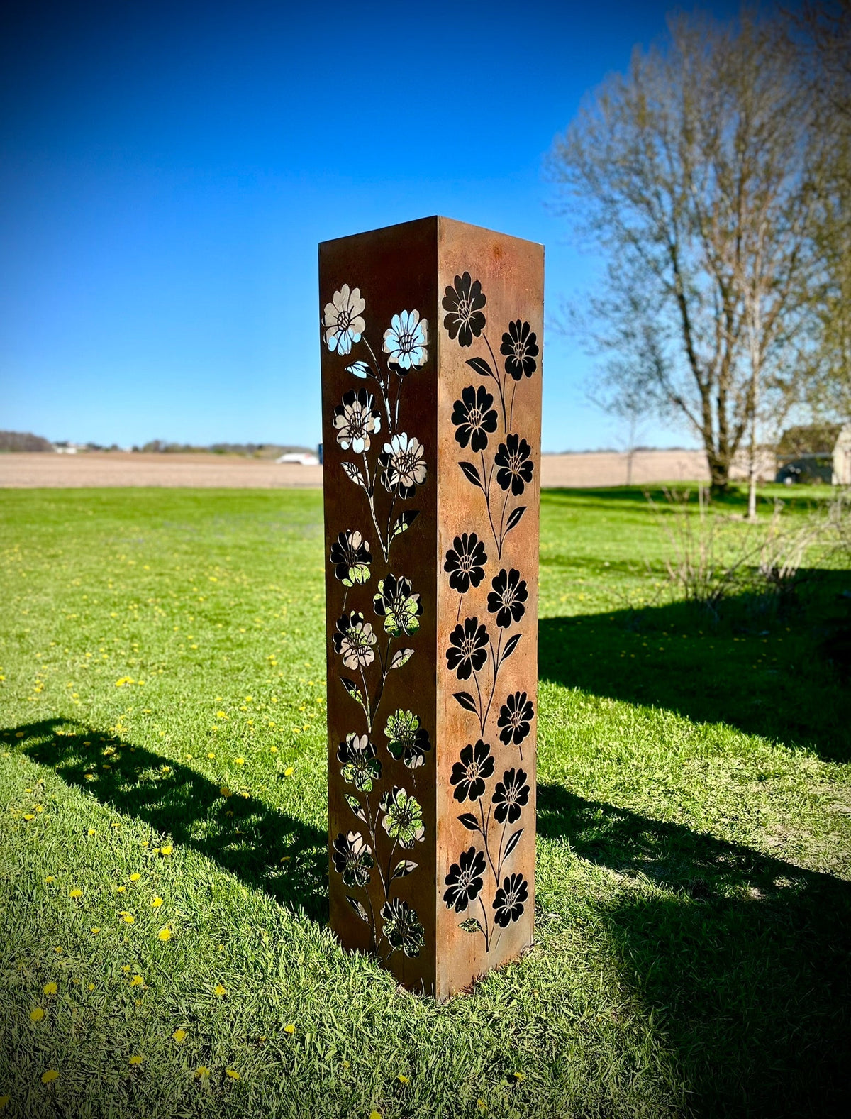 Blooming Magnolias Steel Luminary Pillar | Multiple Sizes
