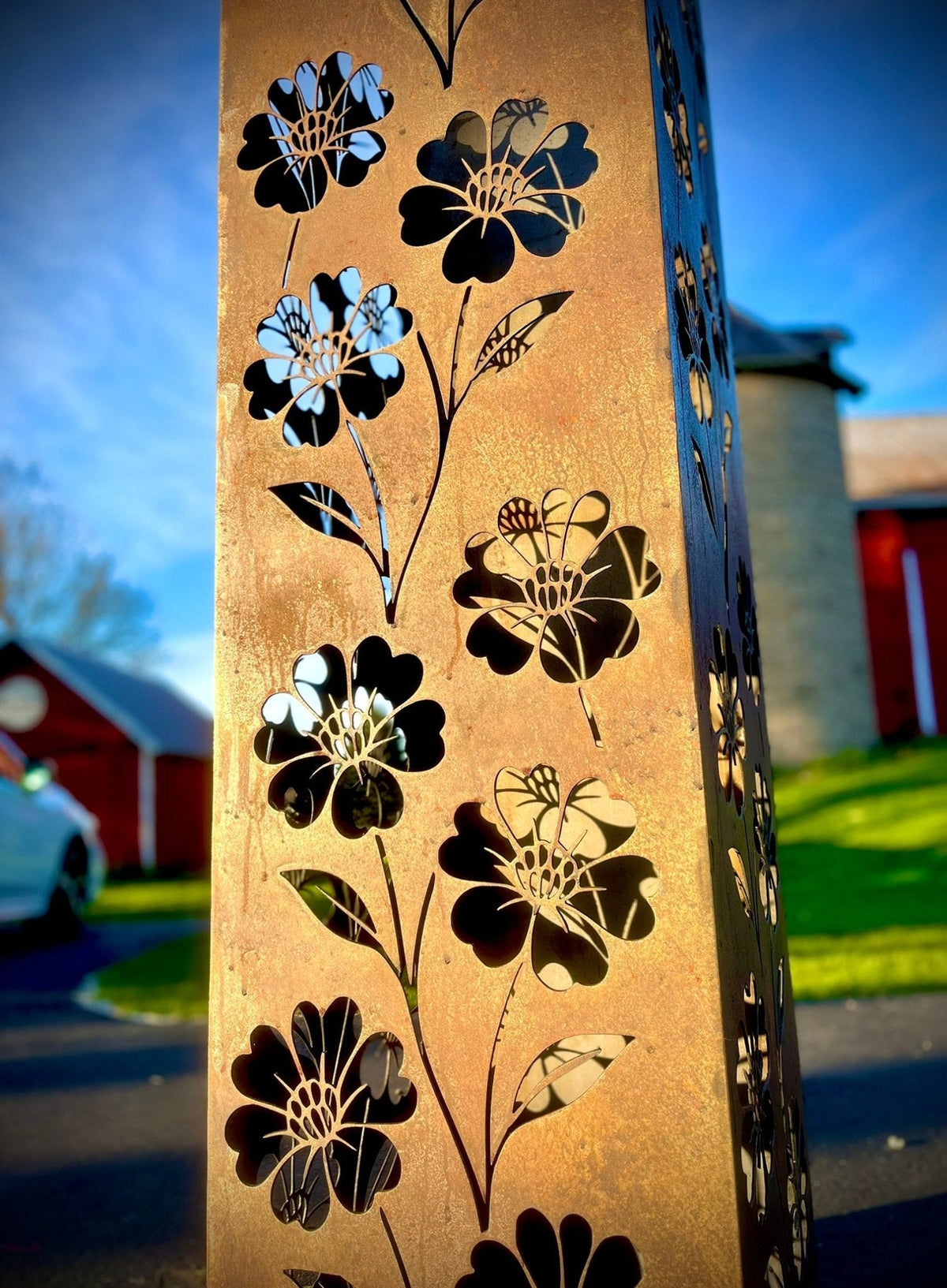 Blooming Magnolias Steel Luminary Pillar | Multiple Sizes