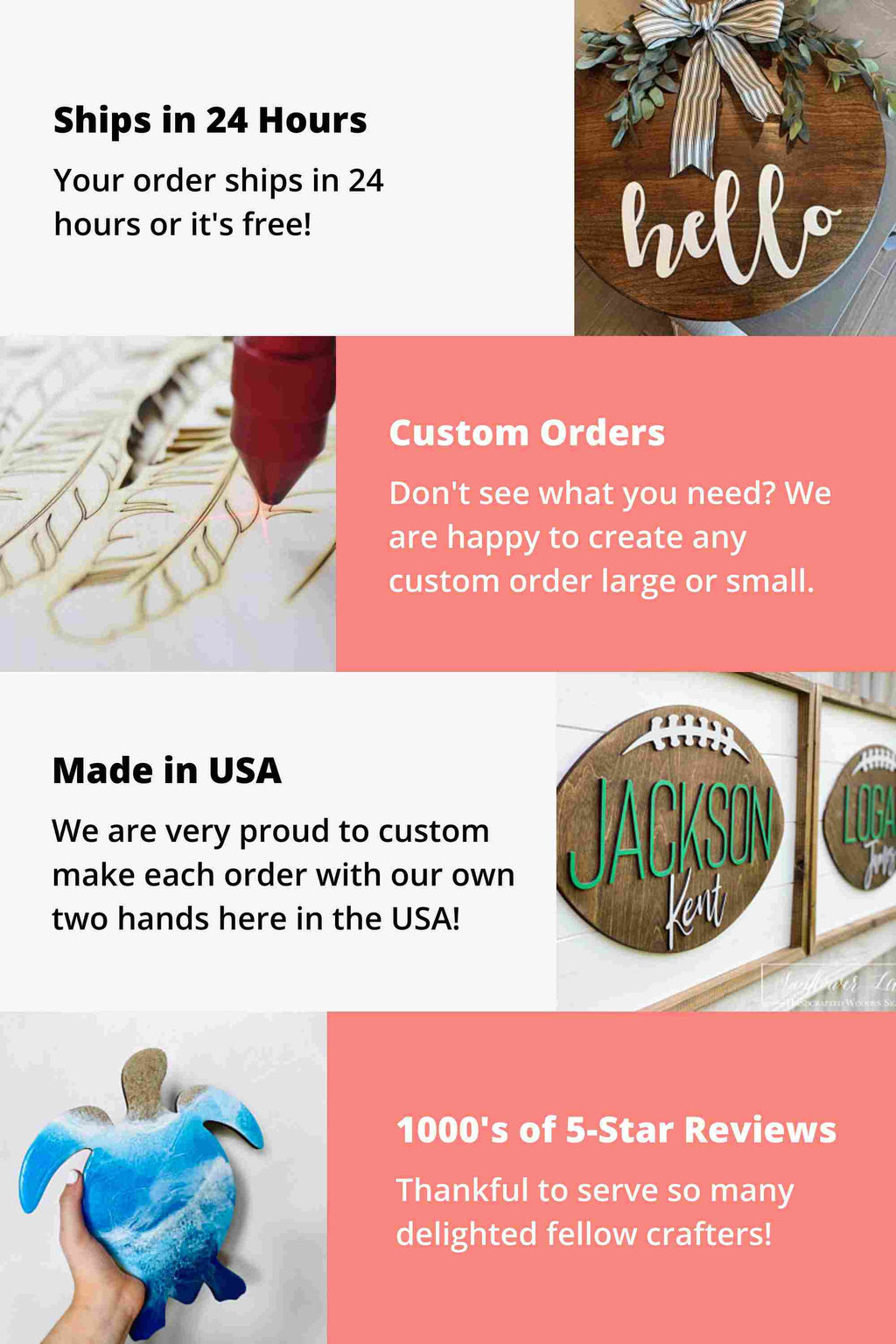 Unfinished Wood Ornament Wide Shape - Craft - up to 46" DIY