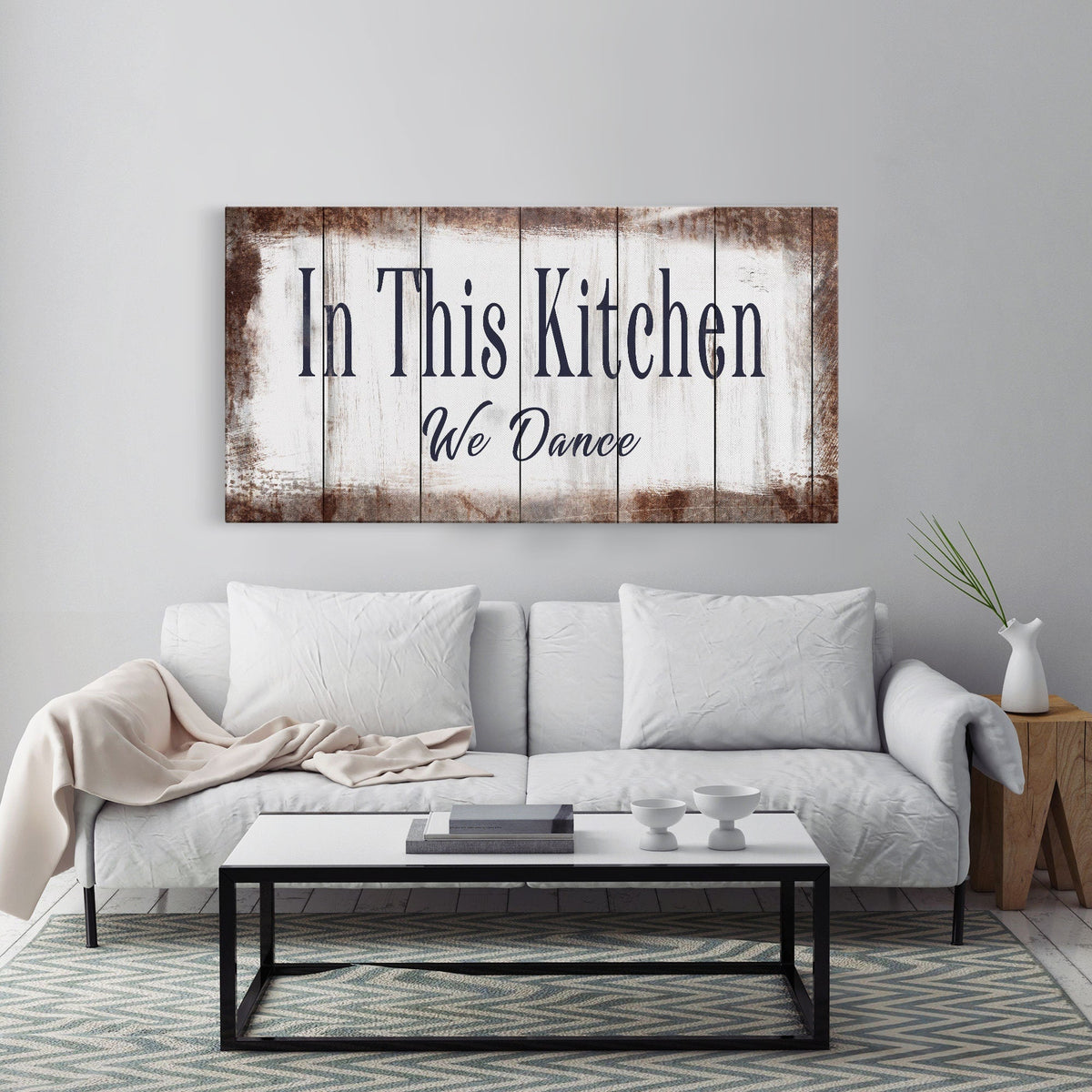 In This Kitchen We Dance Sign  Kitchen Canvas Sign  Wood Signs  Farmhouse Kitchen Signs  Wooden Signs  Kitchen Decor  Modern Farmhouse