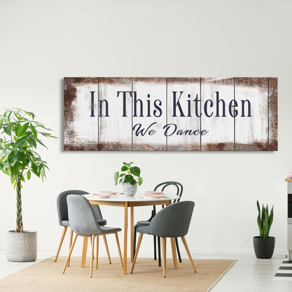 In This Kitchen We Dance Sign  Kitchen Canvas Sign  Wood Signs  Farmhouse Kitchen Signs  Wooden Signs  Kitchen Decor  Modern Farmhouse